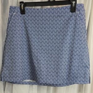 #164 Lady Hagen Blue Geometric A-Line Skirt